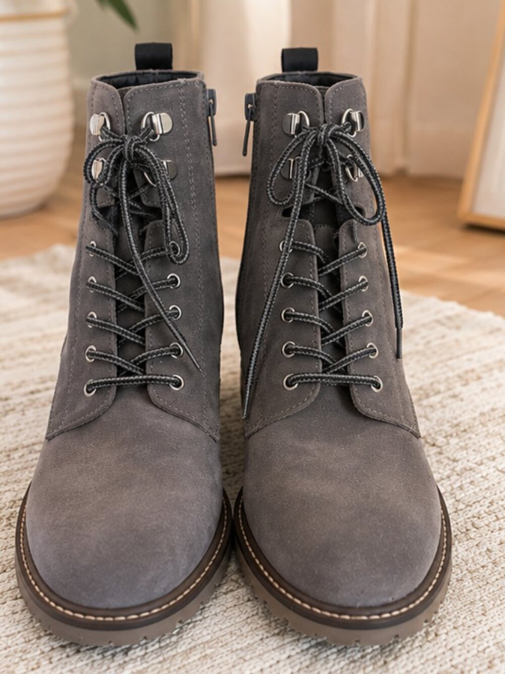 Next Grey Suede Lace-Up Ankle Boots UK 7 / US 9